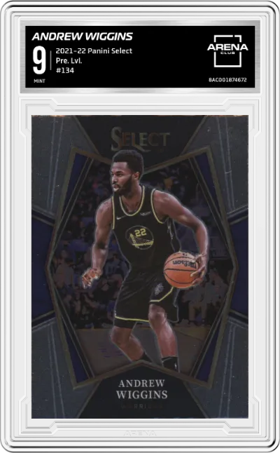 Andrew Wiggins from the 2021-22 Panini Select set graded by Arena Club and given an overall grade of 9.