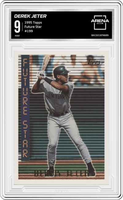 Derek Jeter from the 1995 Topps set graded by Arena Club and given an overall grade of 9.