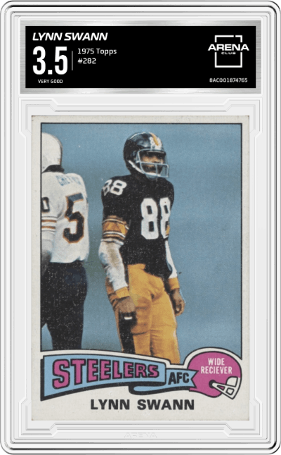 Lynn Swann from the 1975 Topps  set graded by Arena Club and given an overall grade of 3.5.