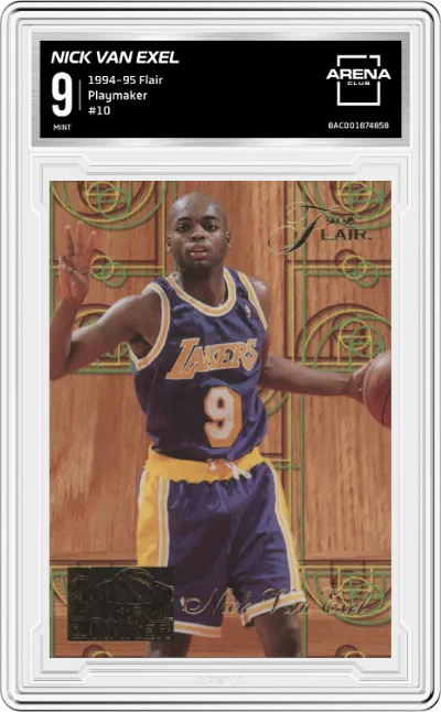 Nick Van Exel from the 1994-95 Flair set graded by Arena Club and given an overall grade of 9.