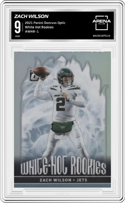 Zach Wilson from the 2021 Panini Donruss Optic set graded by Arena Club and given an overall grade of 9.
