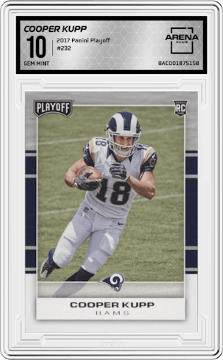 Cooper Kupp from the 2017 Panini Playoff set graded by Arena Club and given an overall grade of 10.