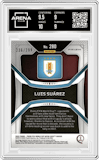 Luis Suarez from the 2022 Panini Prizm FIFA WC Qatar set featuring a Blue Prizm parallel graded by Arena Club and given an overall grade of 9.5.