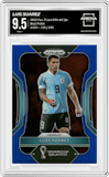 Luis Suarez from the 2022 Panini Prizm FIFA WC Qatar set featuring a Blue Prizm parallel graded by Arena Club and given an overall grade of 9.5.