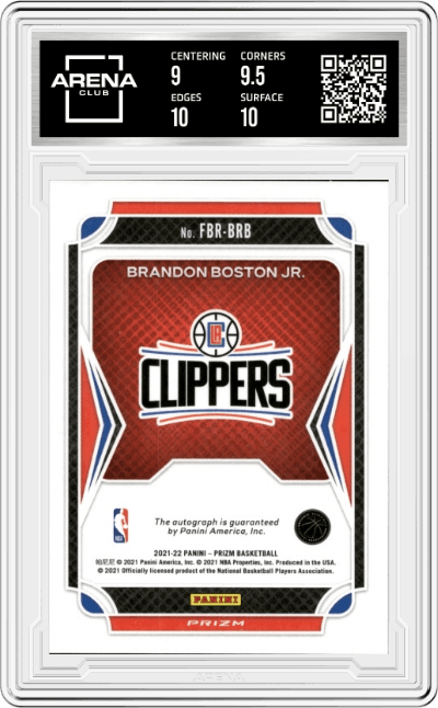Brandon Boston Jr. from the 2021-22 Panini Prizm  set graded by Arena Club and given an overall grade of 9.5.