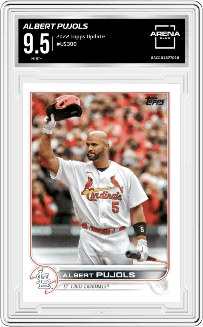 Albert Pujols  from the 2022 Topps Update  set graded by Arena Club and given an overall grade of 9.5.