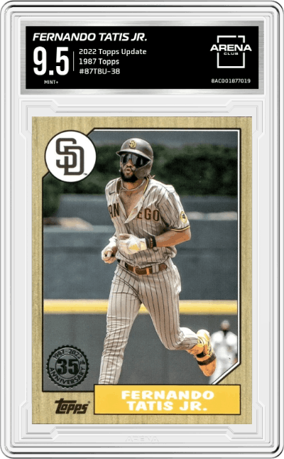 Fernando Tatis Jr. from the 2022 Topps Update  set graded by Arena Club and given an overall grade of 9.5.