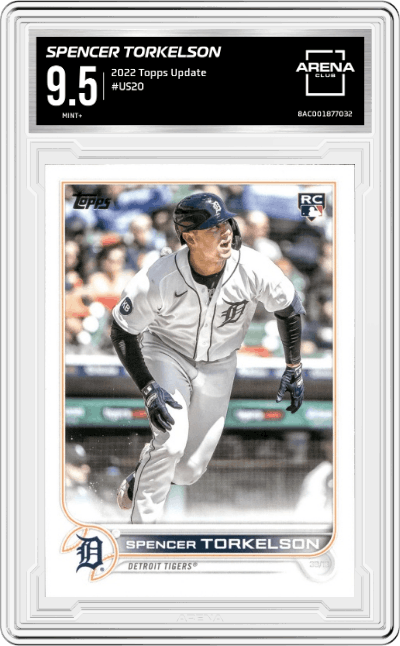 Spencer Torkelson from the 2022 Topps Update  set graded by Arena Club and given an overall grade of 9.5.