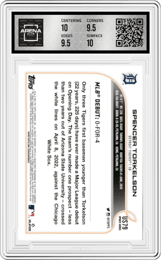 Spencer Torkelson from the 2022 Topps Update Series set graded by Arena Club and given an overall grade of 10.