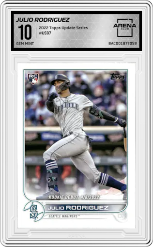 Julio Rodriguez from the 2022 Topps Update Series set graded by Arena Club and given an overall grade of 10.