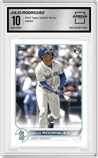 Julio Rodriguez from the 2022 Topps Update Series set graded by Arena Club and given an overall grade of 10.
