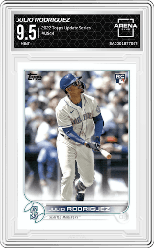 Julio Rodriguez from the 2022 Topps Update Series set graded by Arena Club and given an overall grade of 9.5.