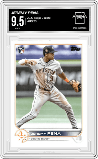  Jeremy Pena from the 2022 Topps Update  set graded by Arena Club and given an overall grade of 9.5.
