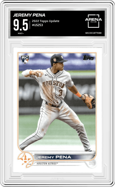  Jeremy Pena from the 2022 Topps Update  set graded by Arena Club and given an overall grade of 9.5.