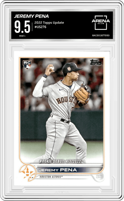 Jeremy Pena from the 2022 Topps Update  set graded by Arena Club and given an overall grade of 9.5.