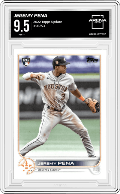  Jeremy Pena from the 2022 Topps Update  set graded by Arena Club and given an overall grade of 9.5.