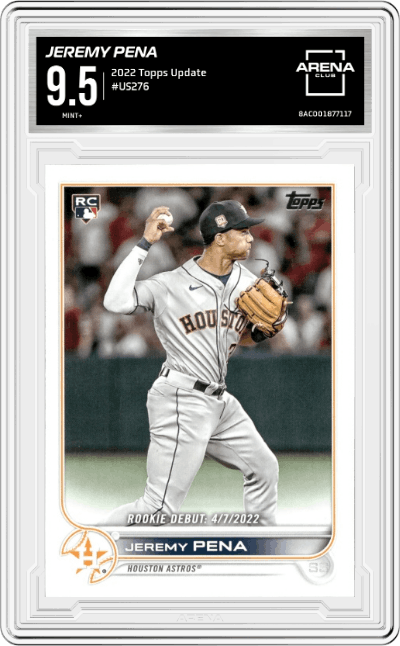 Jeremy Pena from the 2022 Topps Update  set graded by Arena Club and given an overall grade of 9.5.
