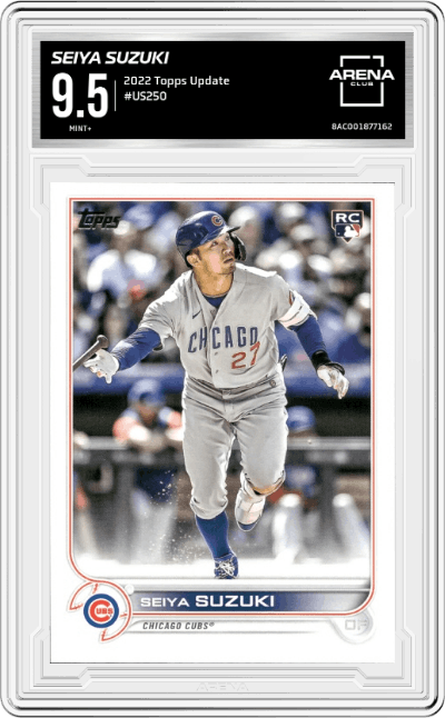 Seiya Suzuki from the 2022 Topps Update  set graded by Arena Club and given an overall grade of 9.5.