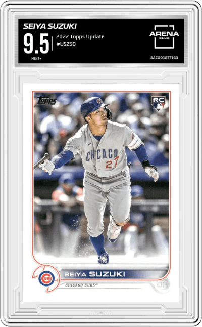 Seiya Suzuki from the 2022 Topps Update  set graded by Arena Club and given an overall grade of 9.5.
