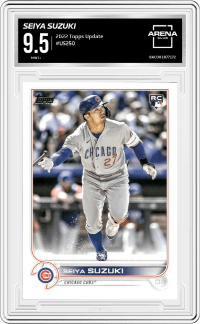 Seiya Suzuki from the 2022 Topps Update  set graded by Arena Club and given an overall grade of 9.5.