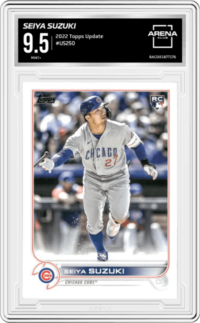 Seiya Suzuki from the 2022 Topps Update  set graded by Arena Club and given an overall grade of 9.5.