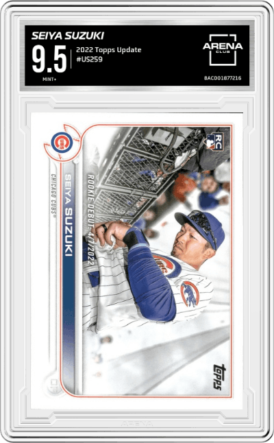 Seiya Suzuki from the 2022 Topps Update  set graded by Arena Club and given an overall grade of 9.5.