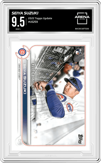 Seiya Suzuki from the 2022 Topps Update  set graded by Arena Club and given an overall grade of 9.5.