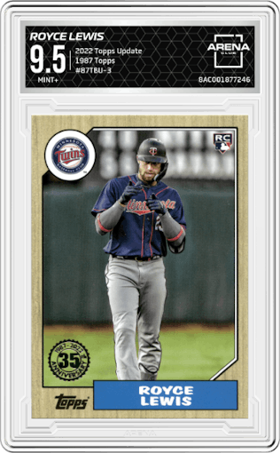 Royce Lewis from the 2022 Topps Update  set graded by Arena Club and given an overall grade of 9.5.