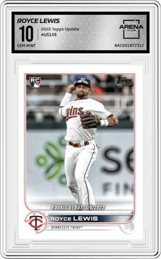 Royce Lewis from the 2022 Topps Update  set graded by Arena Club and given an overall grade of 10.