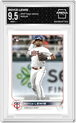 Royce Lewis from the 2022 Topps Update  set graded by Arena Club and given an overall grade of 9.5.
