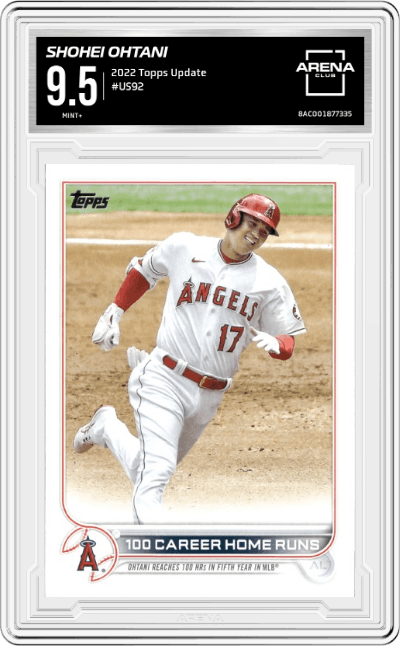 Shohei Ohtani from the 2022 Topps Update  set graded by Arena Club and given an overall grade of 9.5.