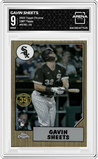 Gavin Sheets from the 2022 Topps Chrome set graded by Arena Club and given an overall grade of 9.