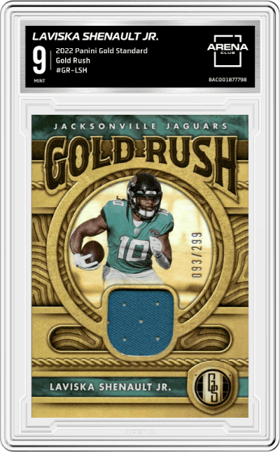 Laviska Shenault Jr.  from the 2022 Panini Gold Standard set graded by Arena Club and given an overall grade of 9.