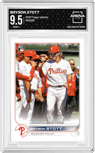 Bryson Stott from the 2022 Topps Update  set graded by Arena Club and given an overall grade of 9.5.