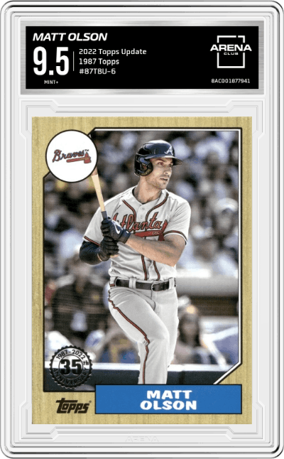 Matt Olson from the 2022 Topps Update  set graded by Arena Club and given an overall grade of 9.5.