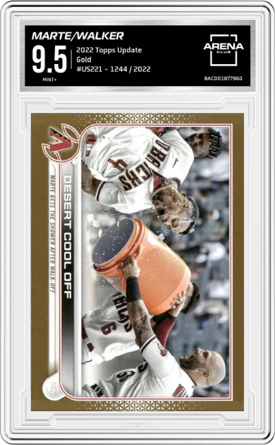 Ketel Marte/Christian Walker from the 2022 Topps Update  set featuring a Gold parallel graded by Arena Club and given an overall grade of 9.5.