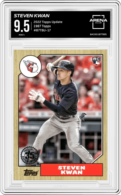 Steven Kwan from the 2022 Topps Update  set graded by Arena Club and given an overall grade of 9.5.