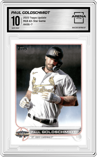 Paul Goldschmidt from the 2022 Topps Update  set graded by Arena Club and given an overall grade of 10.