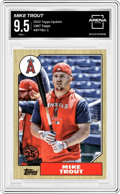 Mike Trout from the 2022 Topps Update  set graded by Arena Club and given an overall grade of 9.5.