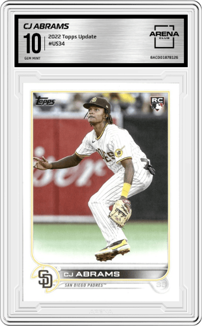 CJ Abrams from the 2022 Topps Update  set graded by Arena Club and given an overall grade of 10.