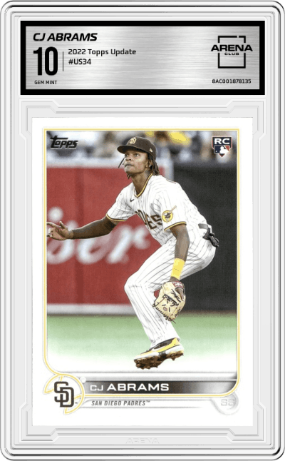 CJ Abrams from the 2022 Topps Update  set graded by Arena Club and given an overall grade of 10.