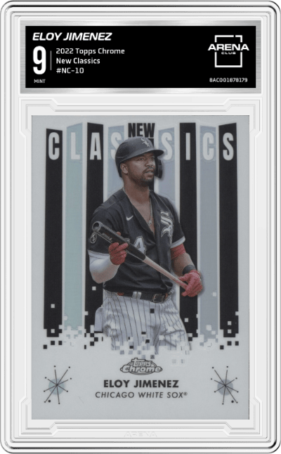 Eloy Jimenez from the 2022 Topps Chrome set graded by Arena Club and given an overall grade of 9.