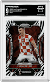 Ivan Perisic from the 2022 Panini Prizm FIFA WC Qatar set featuring a Choice Zebra Prizm parallel graded by Arena Club and given an overall grade of 9.