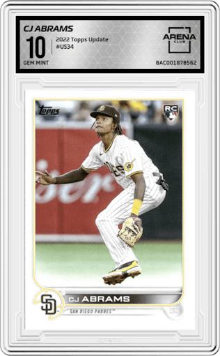 CJ Abrams from the 2022 Topps Update  set graded by Arena Club and given an overall grade of 10.