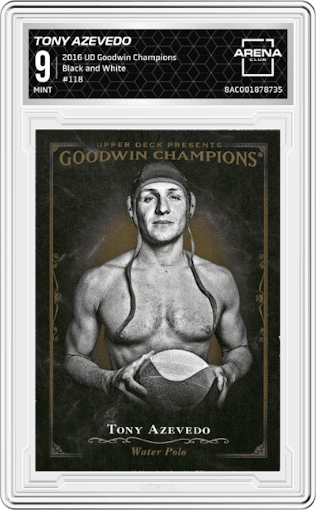 Tony Azevedo from the 2016 Upper Deck Goodwin Champions set graded by Arena Club and given an overall grade of 9.