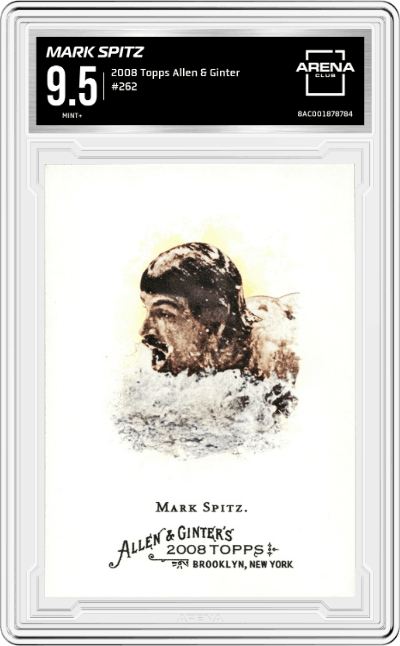 Mark Spitz from the 2008 Topps Allen & Ginter set graded by Arena Club and given an overall grade of 9.5.