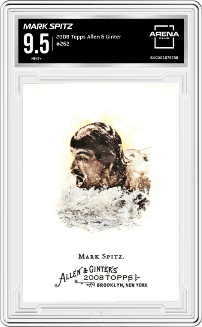 Mark Spitz from the 2008 Topps Allen & Ginter set graded by Arena Club and given an overall grade of 9.5.