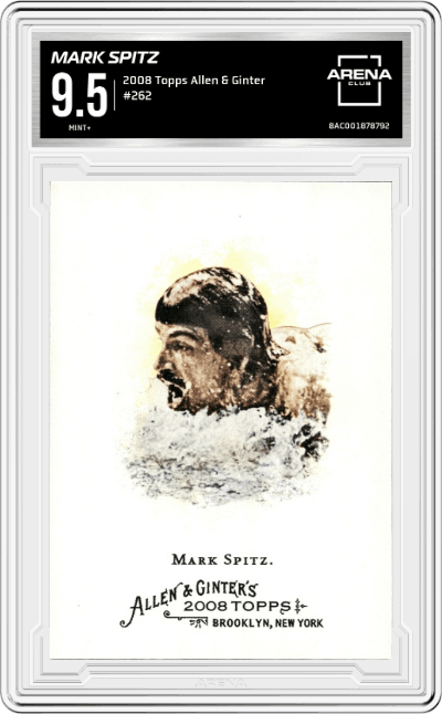 Mark Spitz from the 2008 Topps Allen & Ginter set graded by Arena Club and given an overall grade of 9.5.