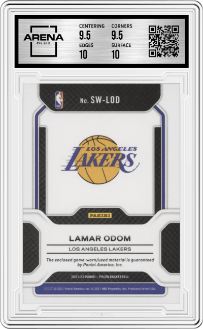 Lamar Odom from the 2021-22 Panini Prizm  set graded by Arena Club and given an overall grade of 10.