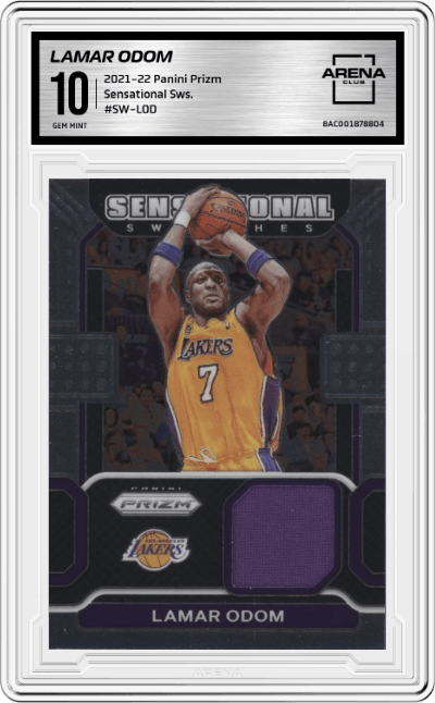 Lamar Odom from the 2021-22 Panini Prizm  set graded by Arena Club and given an overall grade of 10.